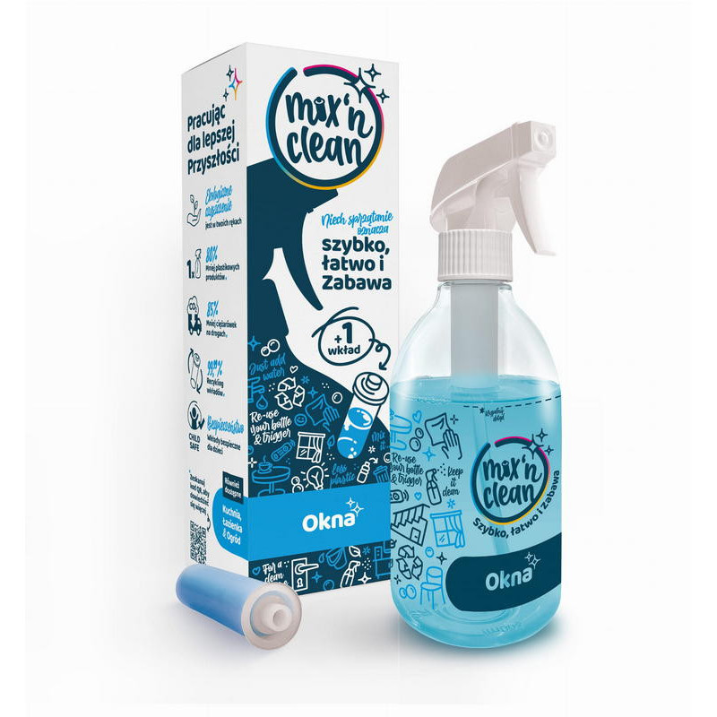 Mix’n Clean Okna — zestaw z butelką i kapsułką